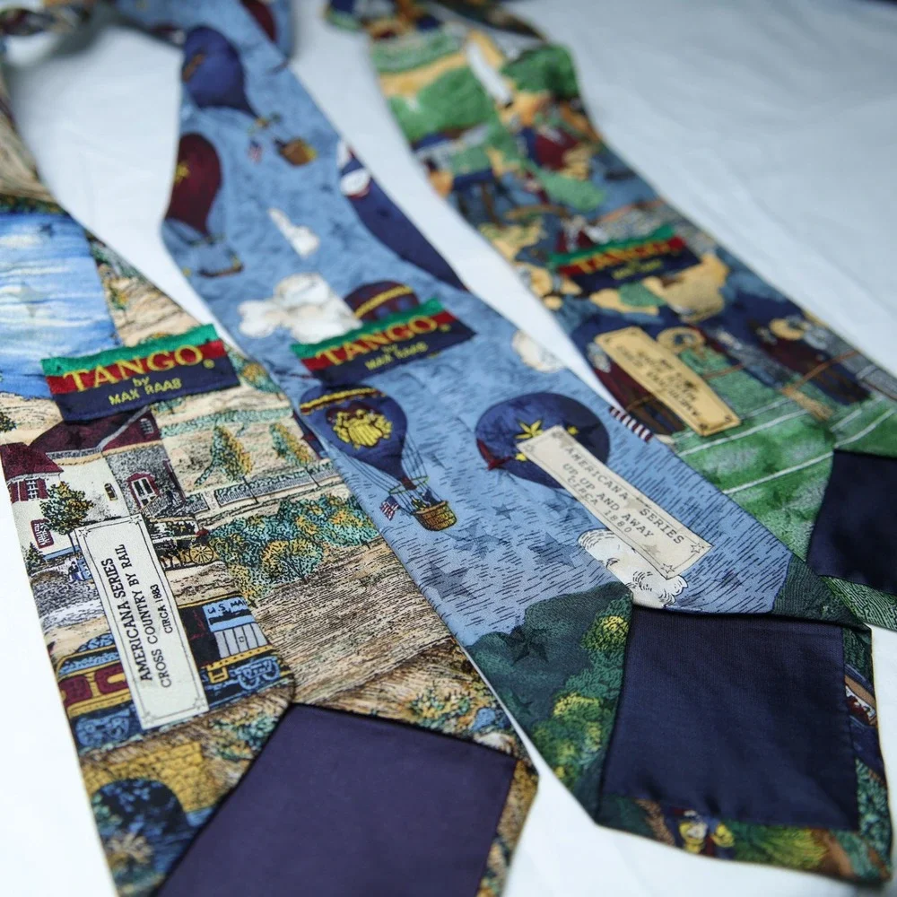 Americana Series Silk Ties Train Balloon Tennis USA Lot of 3 Tango by Max Raab